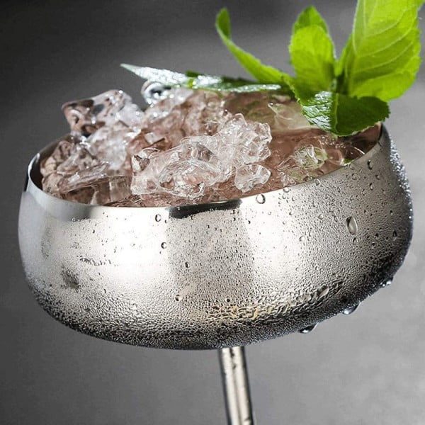 Set 4 pahare cocktail, Quasar & Co.®, otel inoxidabil, h 16 cm, 400 ml, argintiu - imagine 6