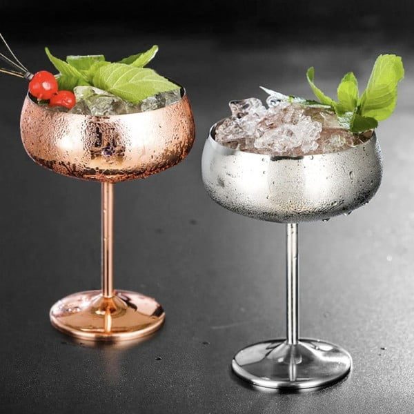 Set 4 pahare cocktail, Quasar & Co.®, otel inoxidabil, h 16 cm, 400 ml, argintiu - imagine 7