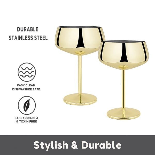 Set 2 pahare cocktail, Quasar & Co.®, otel inoxidabil, h 16 cm, 400 ml, Golden Blonde - imagine 3