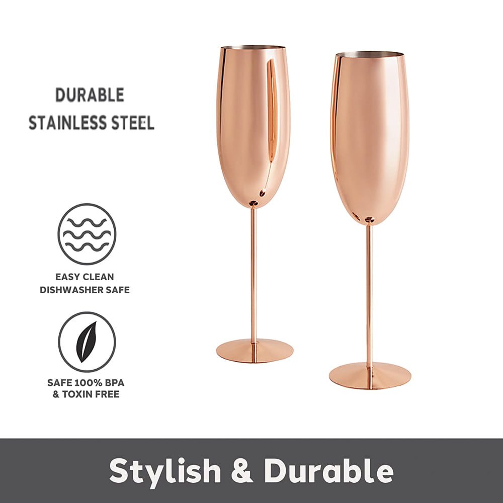 Set 2 pahare sampanie, Quasar & Co.®, otel inoxidabil, h 25 cm, 260 ml, Rose Gold Metal 3 Set 2 pahare sampanie, Quasar & Co.®, otel inoxidabil, h 25 cm, 260 ml, Rose Gold Metal 3