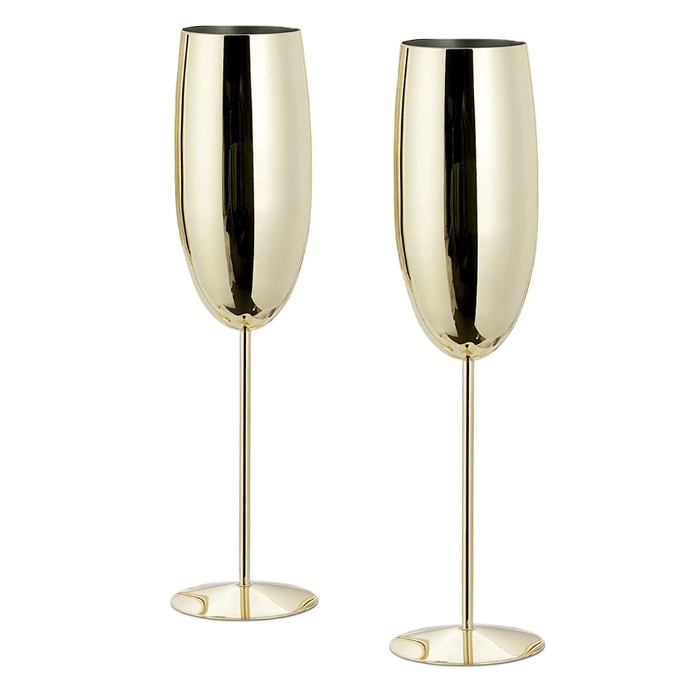 Set 2 pahare sampanie, Quasar & Co.®, otel inoxidabil, h 25 cm, 260 ml, Golden Blonde 2
