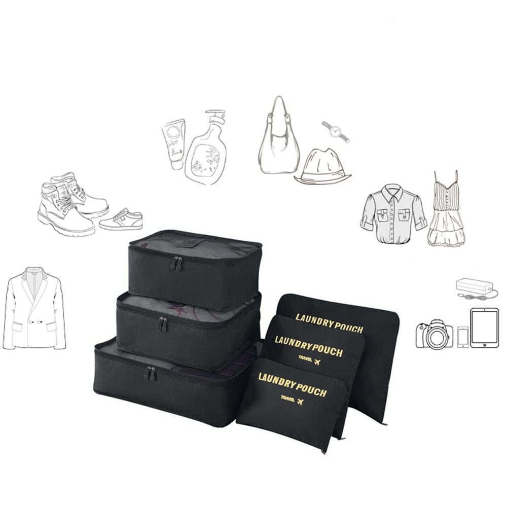 Set 6 huse organizare bagaj, Quasar & Co.®, organizator valiza/troler, negru 4