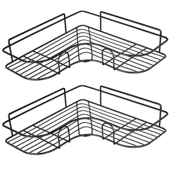 Set 2 etajere de colt, Quasar & Co.®, suspendate, metal, 26 x 26 x 5.5 cm, negru - imagine 1