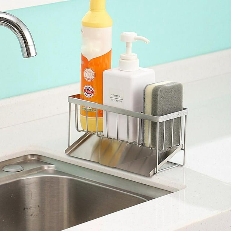 Suport burete vase/dozator detergent, Quasar & Co.®, cu sistem de scuregere, otel inoxidabil, 21.5 x 9 x 10.3 cm, argintiu 5