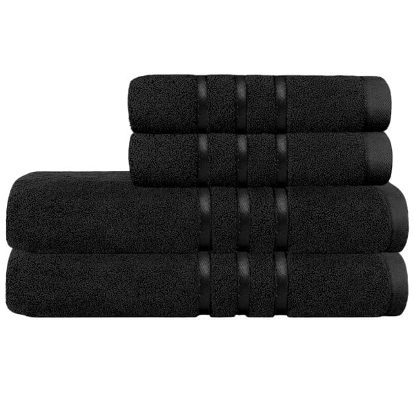 Set 4 prosoape Quasar & Co.®, 100% bumbac, 450 g/mp, 2 x 50 x 90/2 x 70 x 140 cm, negru - imagine 2