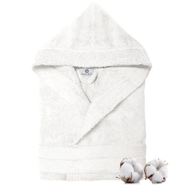 Halat de baie Quasar & Co.®, 550 g/mp, cu gluga, hotel quality, unisex, 100% bumbac, S/M, alb - imagine 4
