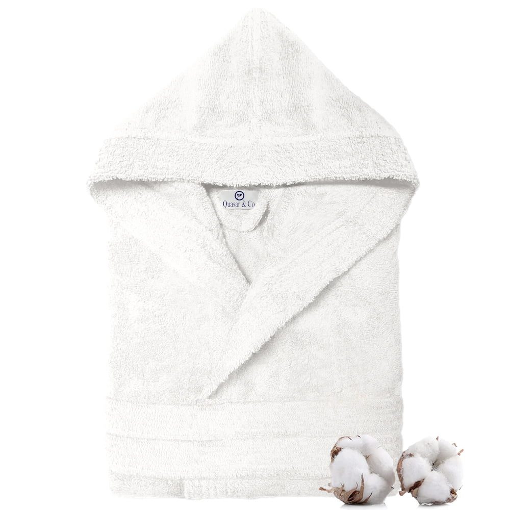 Halat de baie Quasar & Co.®, 550 g/mp, cu gluga, hotel quality, unisex, 100% bumbac, S/M, alb 4
