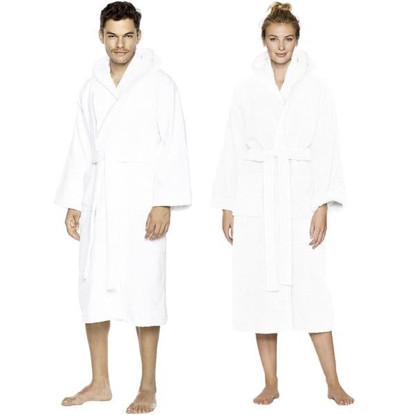 Halat de baie Quasar & Co.®, 550 g/mp, cu gluga, hotel quality, unisex, 100% bumbac, S/M, alb - imagine 3