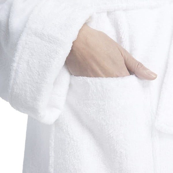 Halat de baie Quasar & Co.®, 550 g/mp, cu gluga, hotel quality, unisex, 100% bumbac, S/M, alb - imagine 7