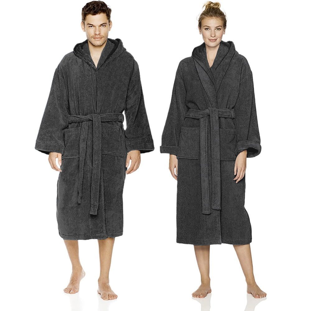 Halat de baie Quasar & Co.®, 550 g/mp, cu gluga, hotel quality, unisex, 100% bumbac, L/XL, gri 3