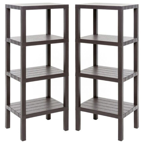 Set 2 rafturi universale, Quasar & Co.®, etajere cu 4 polite, polipropilena, 100 x 38 x 29 cm, maro - imagine 1