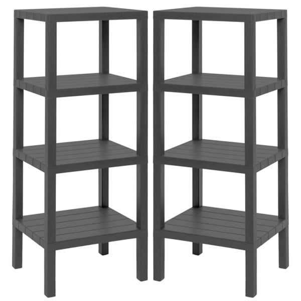 Set 2 rafturi universale, Quasar & Co.®, etajere cu 4 polite, polipropilena, 100 x 38 x 29 cm, negru - imagine 1