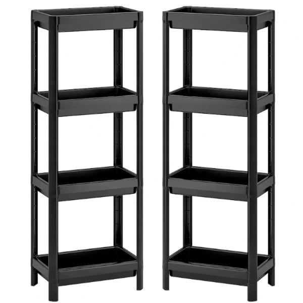Set 2 rafturi universale, Quasar & Co.®, etajere cu 4 polite, polipropilena, 100 x 36 x 23 cm, negru - imagine 1