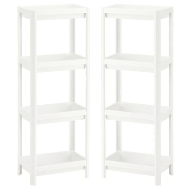 Set 2 rafturi universale, Quasar & Co.®, etajere cu 4 polite, polipropilena, 100 x 36 x 23 cm, alb - imagine 1