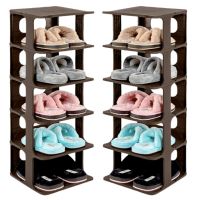 Set 2 rafturi universale, Quasar & Co.®, etajere cu 6 polite, pretabil incaltaminte, polipropilena, 80 x 28 x 25 cm, maro 5