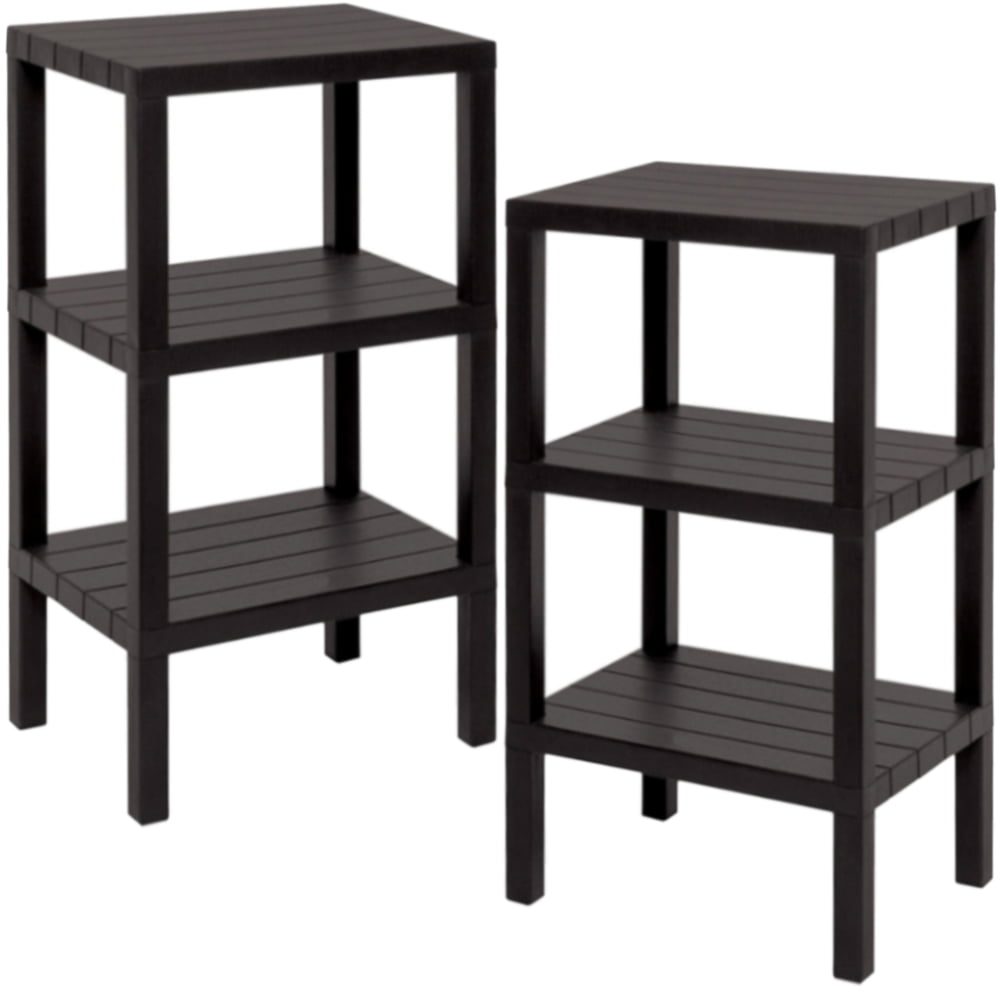 43026057-1 Set 2 rafturi universale, Quasar & Co.®, etajere cu 3 polite, polipropilena, 73.5 x 38 x 29 cm, negru