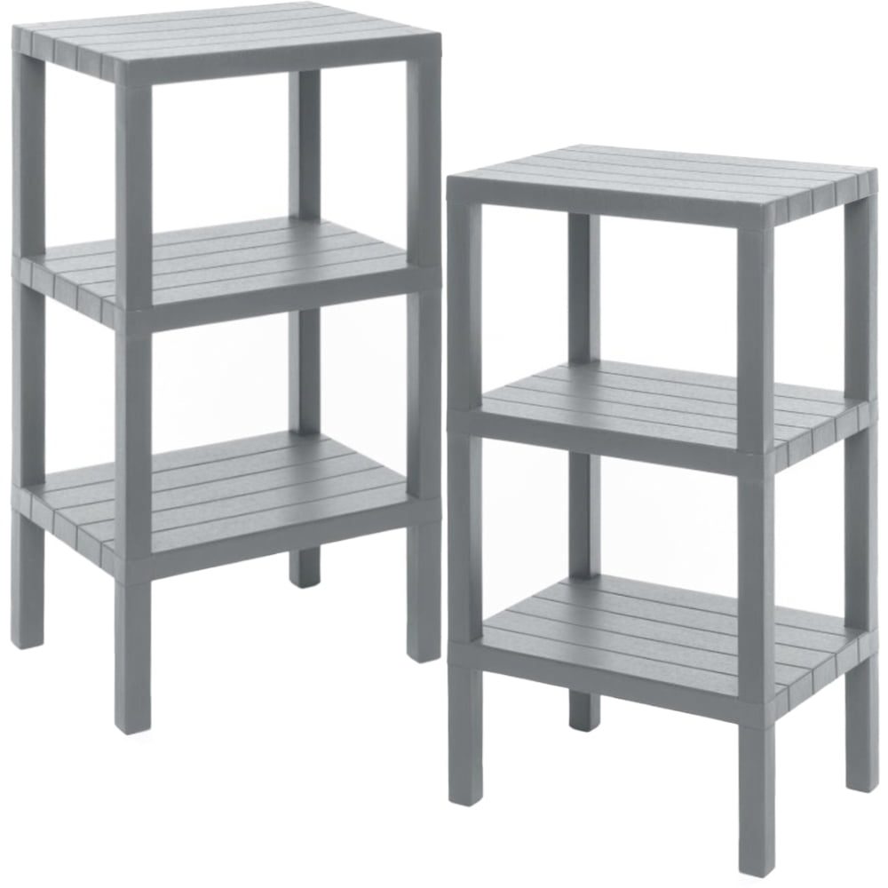 43026059-1 Set 2 rafturi universale, Quasar & Co.®, etajere cu 3 polite, polipropilena, 73.5 x 38 x 29 cm, gri