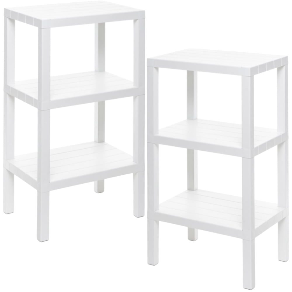 43026060-1 Set 2 rafturi universale, Quasar & Co.®, etajere cu 3 polite, polipropilena, 73.5 x 38 x 29 cm, alb
