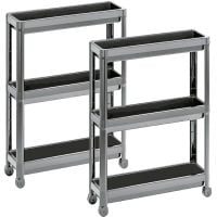 Set 2 etajere universale, Quasar & Co.®, rafturi slim cu 3 polite, cu roti, polipropilena, 71 x 54 x 18 cm, gri 5 Set 2 etajere universale, Quasar & Co.®, rafturi slim cu 3 polite, cu roti, polipropilena, 71 x 54 x 18 cm, gri 5