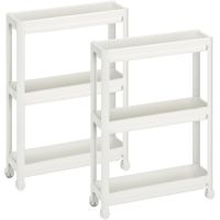 Set 2 etajere universale, Quasar & Co.®, rafturi slim cu 3 polite, cu roti, polipropilena, 71 x 54 x 18 cm, alb 9