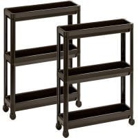 Set 2 etajere universale, Quasar & Co.®, rafturi slim cu 3 polite, cu roti, polipropilena, 71 x 54 x 18 cm, maro 6