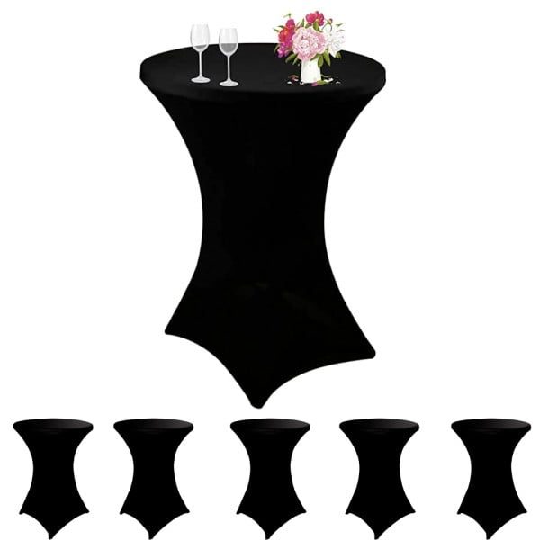 Set 6 huse masa evenimente, Quasar & Co.®, huse elastice, fete de masa elastice pentru masa cocktail, d 75-85 cm, h 110-120 cm, negru - imagine 3