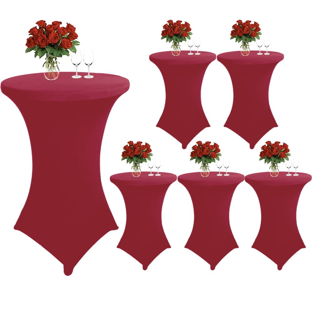 43029017-2 Set 6 huse masa evenimente, Quasar & Co.®, huse elastice, fete de masa elastice pentru masa cocktail, d 75-85 cm, h 110-120 cm, visiniu