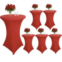 Set 6 huse masa evenimente, Quasar & Co.®, huse elastice, fete de masa elastice pentru masa cocktail, d 75-85 cm, h 110-120 cm, rosu 3