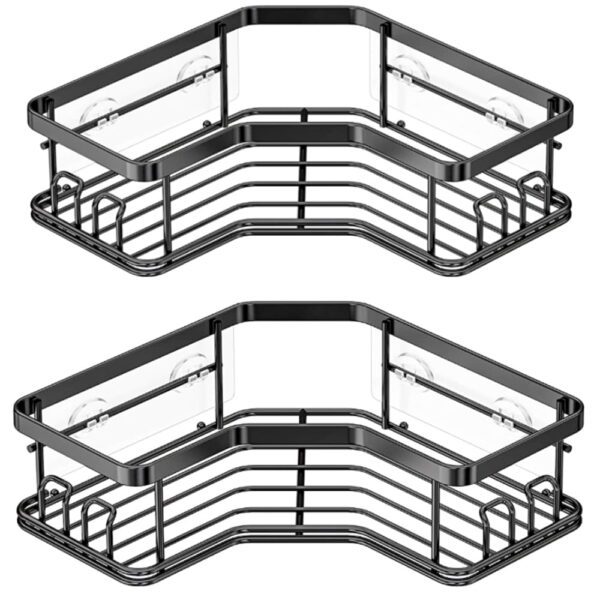 Set 2 etajere de colt, Quasar & Co.®, suspendate, metal, 24,5 x 24,5 x 6,5/22 x 22 x 6.5 cm, negru Rafturi 2024-10-29