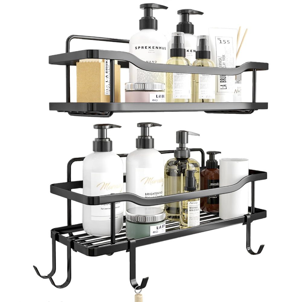 43041032-2 (1) Set 2 etajere, Quasar & Co.®, suspendate, metal, 31 x 12 x 6,5/31.5 x 13.5 x 7.5 cm, negru