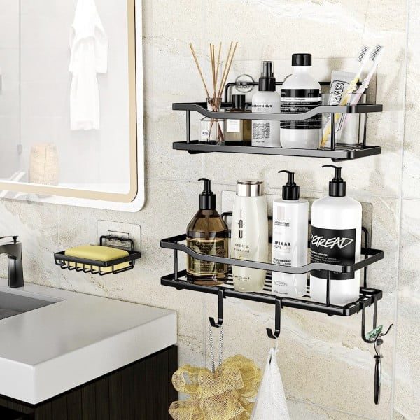 Set 2 etajere, Quasar & Co.®, suspendate, metal, 31 x 12 x 6,5/31.5 x 13.5 x 7.5 cm, negru - imagine 6