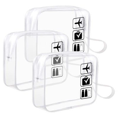 Set 3 organizatoare calatorie, Quasar & Co.®, impermeabile, geanta cosmetice, 18 x 14 x 4,5 cm, transparent 6