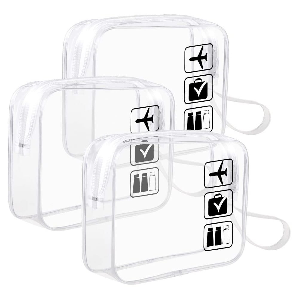Set 3 organizatoare calatorie, Quasar & Co.®, impermeabile, geanta cosmetice, 18 x 14 x 4,5 cm, transparent