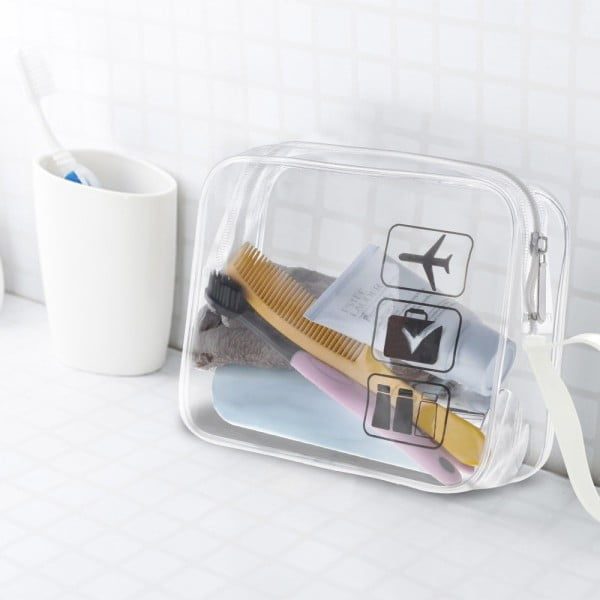 Set 3 organizatoare calatorie, Quasar & Co.®, impermeabile, geanta cosmetice, 18 x 14 x 4,5 cm, transparent - imagine 2