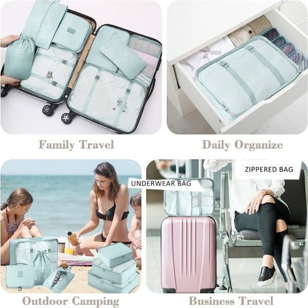 Set 8 huse organizare bagaj, Quasar & Co.®, organizatoare valiza/troler, albastru deschis - imagine 2