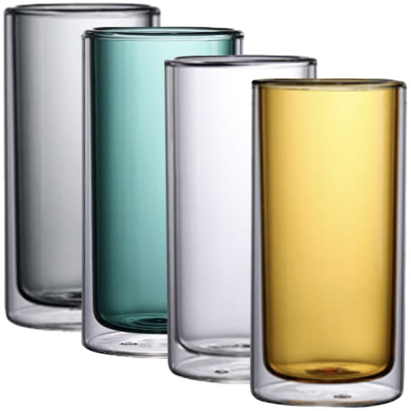Set 4 pahare cu pereti dubli, Quasar & Co.®, sticla termorezistenta, 250 ml, d 6,5 cm, h 13 cm, multicolor Pahare cu pereti dubli 2024-05-08 2