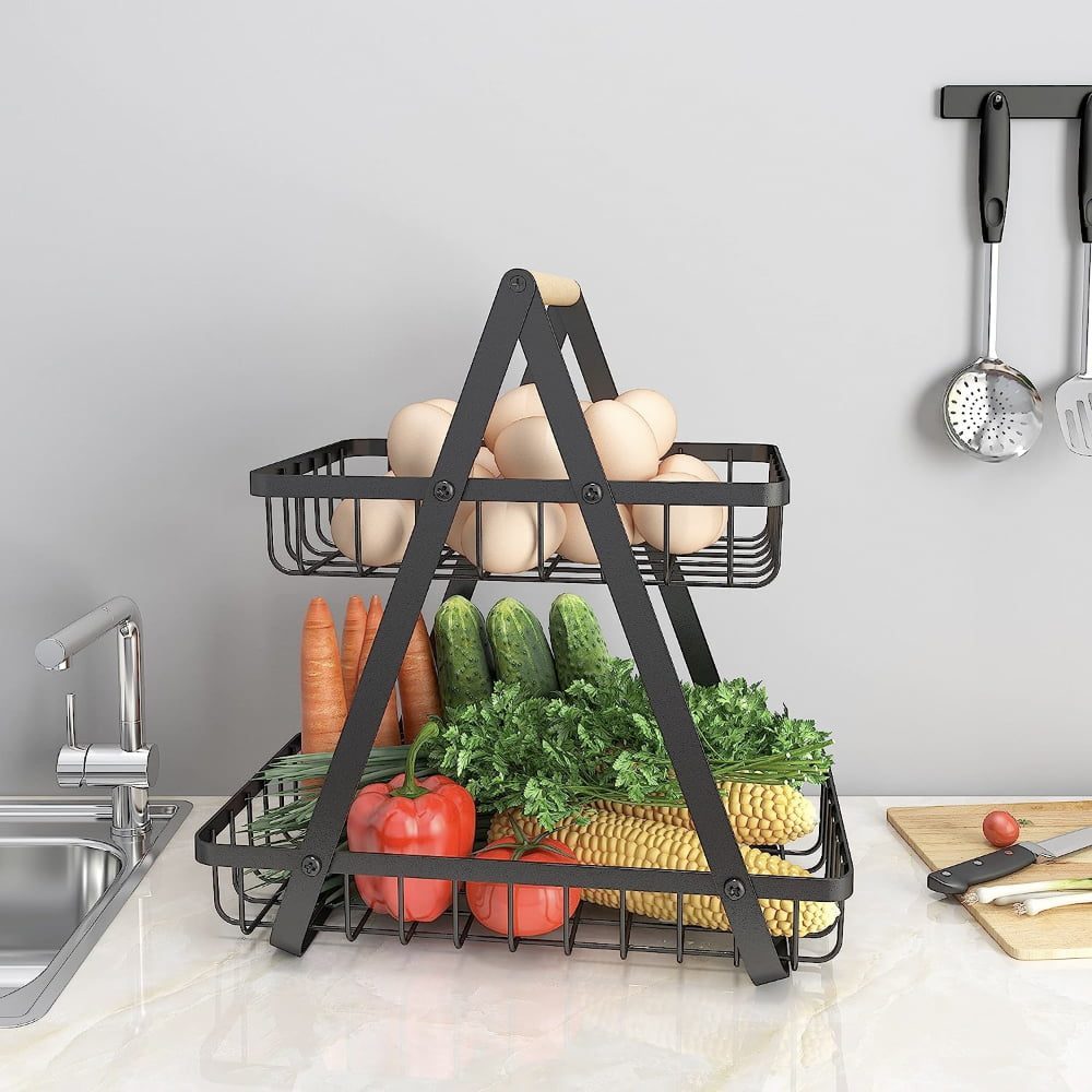 Cos metalic, Quasar & Co.®, organizator fructe, legume, 2 niveluri, detasabil, 31 x 20 x 30,5 cm, negru 6 Cos metalic, Quasar & Co.®, organizator fructe, legume, 2 niveluri, detasabil, 31 x 20 x 30,5 cm, negru 6