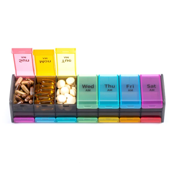 Cutie medicamente, Quasar & Co.®, 14 compartimente, 25 x 7 x 5,5 cm, multicolor - imagine 2