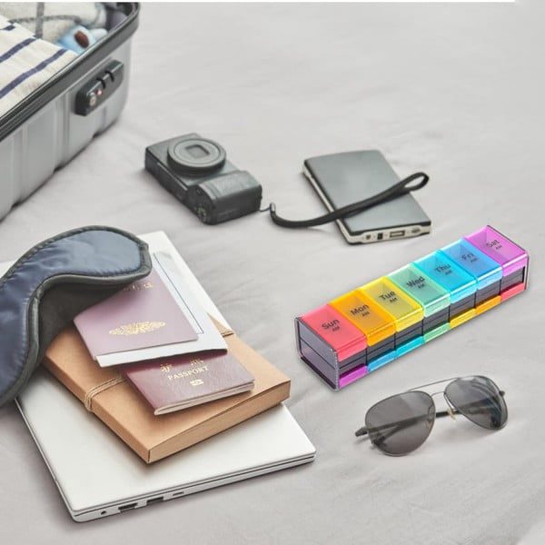 Cutie medicamente, Quasar & Co.®, 14 compartimente, 25 x 7 x 5,5 cm, multicolor - imagine 3