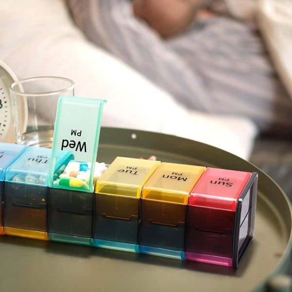 Cutie medicamente, Quasar & Co.®, 14 compartimente, 25 x 7 x 5,5 cm, multicolor - imagine 5