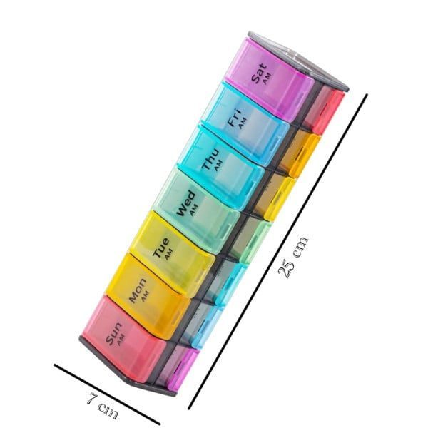 Cutie medicamente, Quasar & Co.®, 14 compartimente, 25 x 7 x 5,5 cm, multicolor - imagine 6