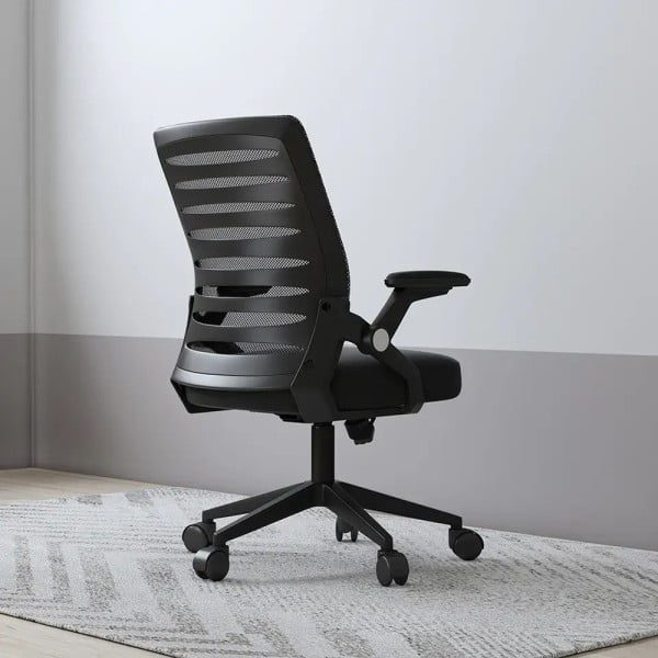 Scaun de birou, Quasar & Co.®, ergonomic, manere rabatabile, inaltime reglabila, suport lombar, mesh, 49 x 50 x 89-97 cm, negru - imagine 4