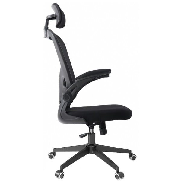 Scaun de birou, Quasar & Co.®, ergonomic, manere rabatabile, sezut latex, inaltime reglabila, suport lombar, tetiera ajustabila, mesh, 57 x 53 x 98-107 cm, negru - imagine 3