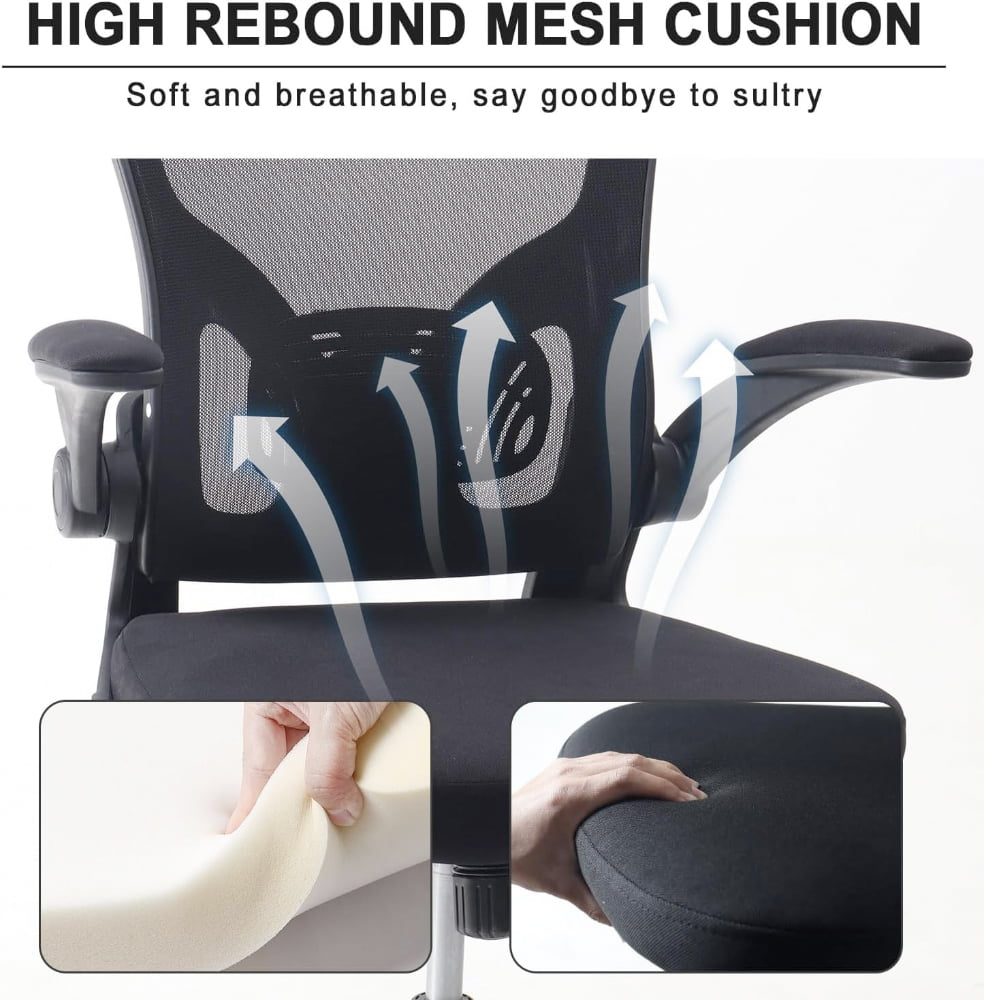 Scaun de birou, Quasar & Co.®, ergonomic, manere rabatabile, sezut latex, inaltime reglabila, suport lombar, tetiera ajustabila, mesh, 57 x 53 x 98-107 cm, negru 4 Scaun de birou, Quasar & Co.®, ergonomic, manere rabatabile, sezut latex, inaltime reglabila, suport lombar, tetiera ajustabila, mesh, 57 x 53 x 98-107 cm, negru 4