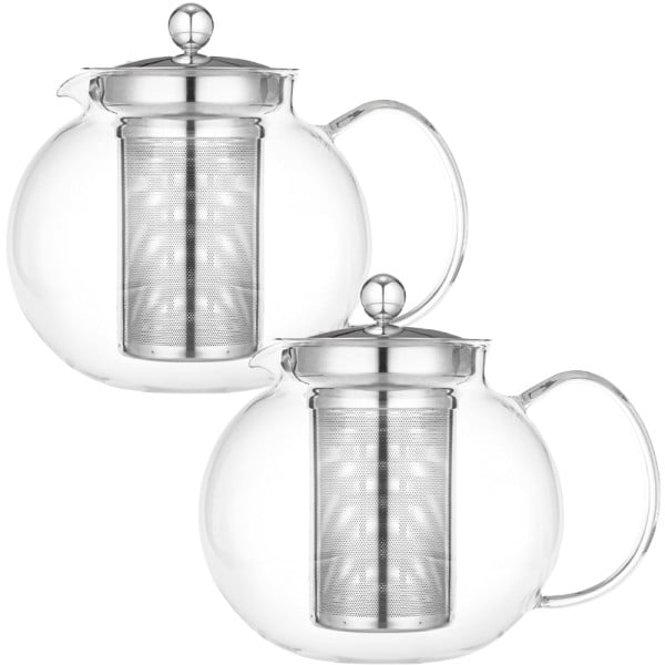 Set 2 ceainice cu infuzor, Quasar & Co.®, recipiente pentru ceai/cafea, 850 ml, transparent Ibrice, Ceainice si infuzoare 2024-05-01