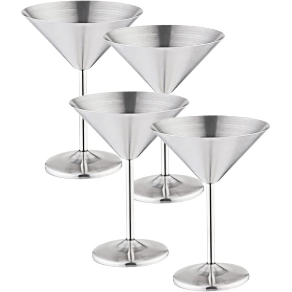 Set 4 pahare martini, Quasar & Co.®, otel inoxidabil, h 16 cm, 250 ml, argintiu Pahare sticla 2024-05-02