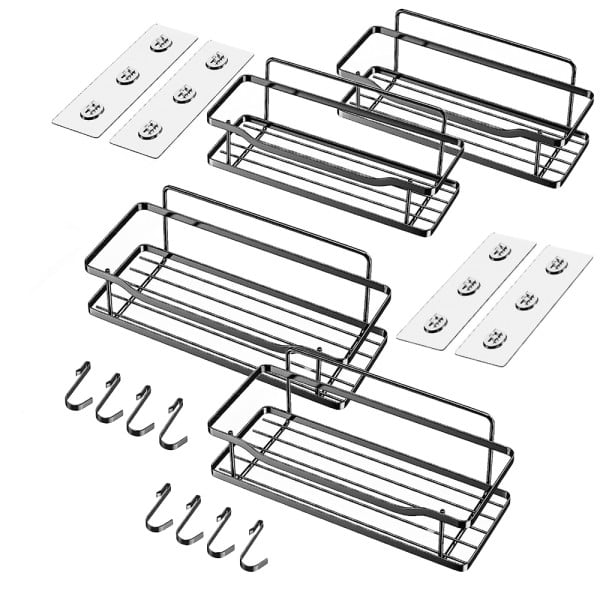 Set 4 etajere pentru bucatarie, Quasar & Co.®, suspendate, metal, 31 x 12 x 6,5/31.5 x 13.5 x 7.5 cm, negru - imagine 2