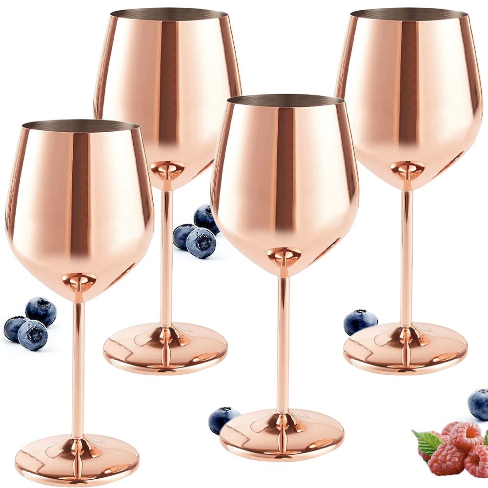 Set 4 pahare vin Quasar & Co.®, 500 ml, otel inoxidabil, h 21 cm, rose gold