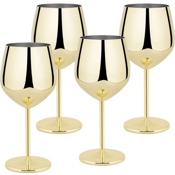 Set 4 pahare vin Quasar & Co.®, 500 ml, otel inoxidabil, h 21 cm, gold Pahare sticla 2024-07-27