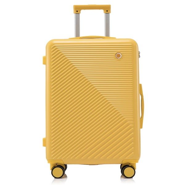 Set troler cabina cu geanta cosmetice, Quasar & Co.®, 55 x 39 x 23 cm, bagaj de mana, valiza cu cifru, maner telescopic lung, geamantan cu 4 roti duble silentioase 360°, 2 compartimente cu buzunar, model Meta, galben - imagine 4
